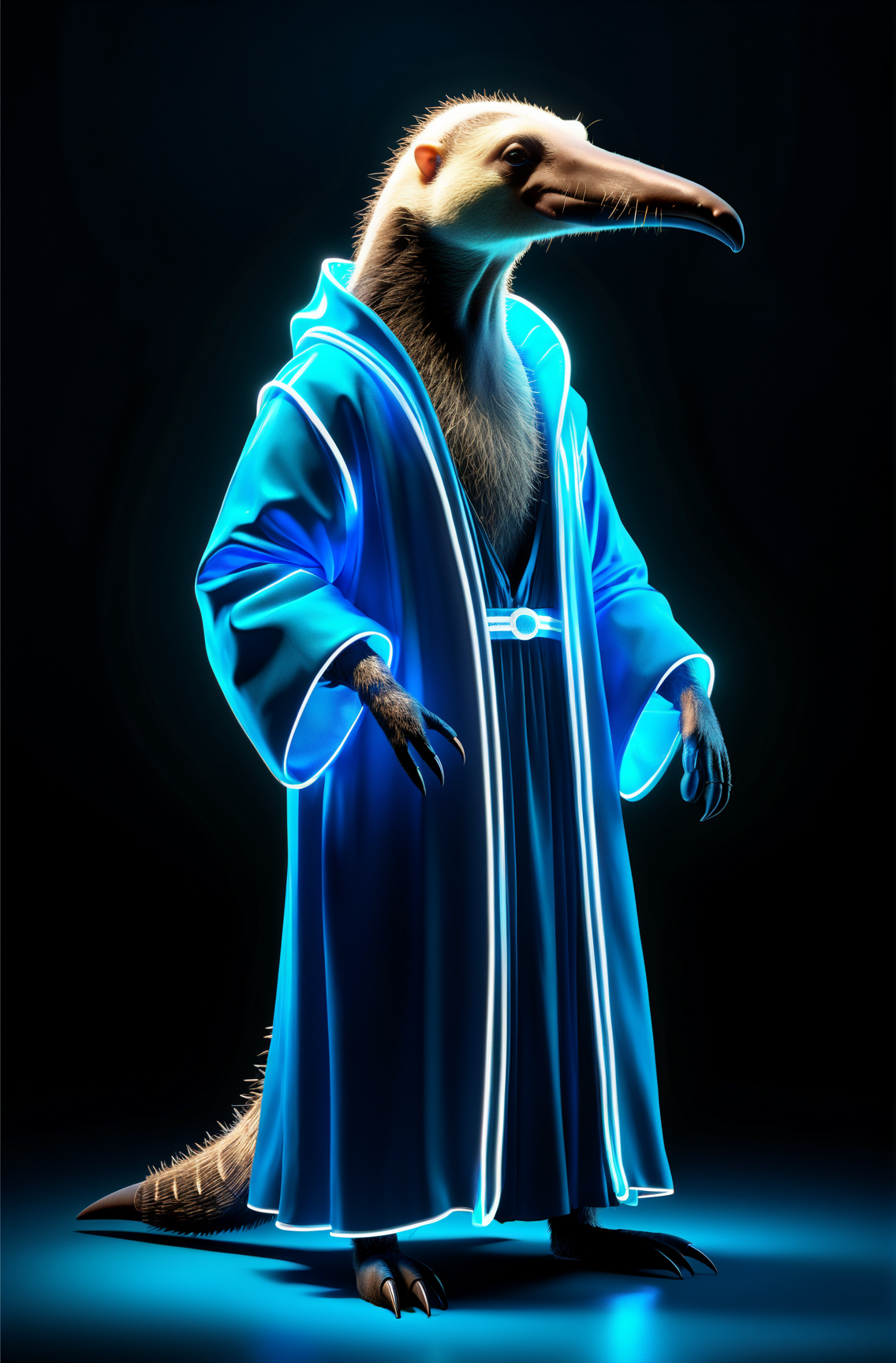 04719-4197452000-Anteater glowing neon blue gown, Realistic style.png